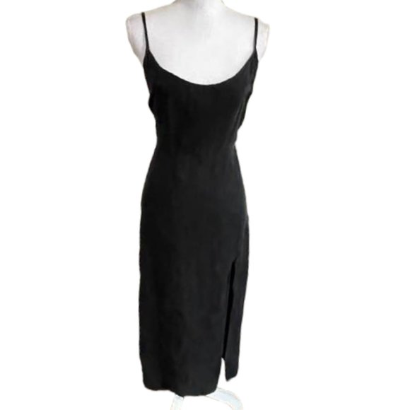 ZARA Spaghetti Straps Midi/Maxi Minimalist LBD Slip Black  Dress - Picture 14 of 14